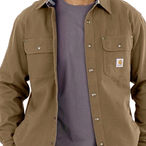 Carhartt Men's 2XL Rugged Flex Canvas Fleece Lined Snap Front Jacket - Picture 2 of 10